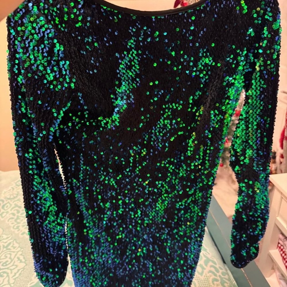 Sequin Black and Green Dress